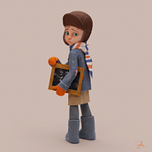 Little Boy Holding Chalkboard. 3D, Character Design, 3D Character Design, and 3D Design project by Sara Armentano - 10.09.2022