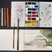 Madrid and Barcelona, 2022. Traditional illustration, Watercolor Painting, Architectural Illustration, and Sketchbook project by Miguel Sousa - 10.08.2022