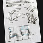 Diseño de silla Minimalista. Un proyecto de Diseño, Bocetado y Sketchbook de Saul Muñoz - 09.10.2022