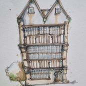 c1400 Merchants House, Plymouth,  Devon UK. Sketching with Colored Markers. Sketching, Drawing, Architectural Illustration, Sketchbook & Ink Illustration project by andy_hobbs68 - 10.14.2022