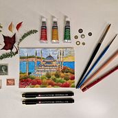 Mijn project van de cursus: Een reisschetsboekje maken met aquarel. Un proyecto de Ilustración tradicional, Pintura a la acuarela, Ilustración arquitectónica y Sketchbook de peggyvanzetten - 15.10.2022