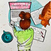 Mi proyecto del curso: Ilustración con técnicas manuales de rayado y dripping. Design de personagens, Artes plásticas, Pintura, Pintura em aquarela, Desenho de retrato, e Desenho artístico projeto de Pascale Colin - 16.10.2022