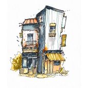 Dibujo arquitectónico expresivo con marcadores de colores. Sketching, Drawing, Architectural Illustration, Sketchbook & Ink Illustration project by anicolle - 10.17.2022