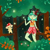 Bosque encantado: Ilustração com um toque de fantasia no seu estilo. Traditional illustration, Drawing, Digital Illustration, Watercolor Painting, and Color Theor project by laurabaierle - 10.19.2022