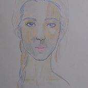 Meu projeto do curso: Desenho de retratos vibrantes com lápis de cor. Drawing, Portrait Drawing, Sketchbook, and Colored Pencil Drawing project by Andrea Oliveira sow - 12.21.2023
