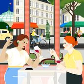 10h-14h-18h Fenêtre sur Paris. Traditional illustration project by Julia Spiers - 10.01.2019