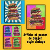 affiche de burger style vintage . Traditional illustration, Design, Advertising, and Graphic Design project by michel Krouna - 10.19.2022