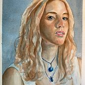 My project for course: Artistic Portrait with Watercolors. Un proyecto de Bellas Artes, Pintura, Pintura a la acuarela y Dibujo de Retrato de Catherine - 21.10.2022