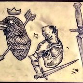 My project for course: made on fake skin , the crow and dagger are original designs . Tattoo Design project by Piero Fermán - 10.21.2022