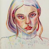 My project for course: Vibrant Portrait Drawing with Colored Pencils_Update 06 Dec. Un progetto di Disegno, Disegno di ritratti, Sketchbook e Disegno con matite colorate di Hannah Gao - 05.12.2022