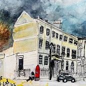 Tredegar Sq, Mile End, London, #urbansketcherslondon. Sketching, Drawing, Watercolor Painting, Architectural Illustration, Sketchbook & Ink Illustration project by Stephen Clayton - 10.15.2022