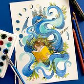 Mein Abschlussprojekt für den Kurs: Aquarelltechnik für traumhafte Illustrationen . Ilustração tradicional, Desenho, Pintura em aquarela e Ilustração editorial projeto de die_eine_87 - 21.10.2022