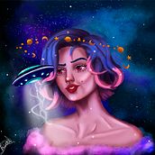 Meu projeto do curso: Retrato digital no Photoshop com um toque de fantasia. Traditional illustration, Drawing, Digital Illustration, Portrait Drawing, Digital Drawing, and Digital Painting project by Kerolaim Tavares - 10.18.2022