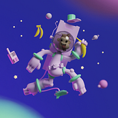 Space Monkey: 3D Character Creation in Blender. Un progetto di 3D, Character design, Modellazione 3D, Character design 3D e Progettazione 3D di zhanna_stegalina - 20.10.2022