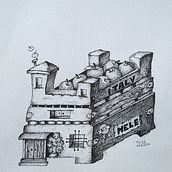 Apple house. Traditional illustration, Pencil Drawing, Drawing, Realistic Drawing, Artistic Drawing & Ink Illustration project by elisaavezza - 10.23.2022