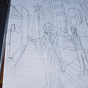 My project for course: Basic Principles of Drawing People from Imagination. Un projet de Illustration traditionnelle, Beaux Arts, Esquisse , Dessin au cra, on, Dessin, Dessin artistique , et Dessin anatomique de Naomi Jo - 24.10.2022