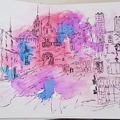 Rysunek architektoniczny: kolor i artystyczna ekspresja Albert Kiefer. Drawing, Realistic Drawing, Artistic Drawing, Acr, lic Painting, Architectural Illustration, Architecture, L, scape Architecture, Sketchbook, and Sketching project by Magdalena Wawrynowicz - 10.23.2022