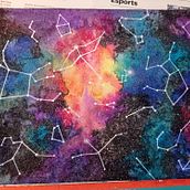 Galaxia con constelaciones reales: el triángulo de verano. Traditional illustration, Fine Arts, Painting, and Watercolor Painting project by Cristina Vega - 10.24.2022