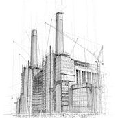 Battersea power Station, London. Artistic Drawing, Ink Illustration, Architecture, Architectural Illustration, Traditional illustration, and Design project by Luke Adam Hawker - 10.24.2022