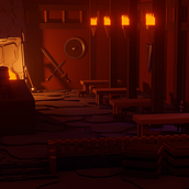 Medieval tavern. Design, Traditional illustration, 3D, Animation, Character Design, Fine Arts, Game Design, Graphic Design, Interior Architecture, and Lighting Design project by Raúl García Paredes - 10.25.2022