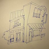 Progress Photo - Expressive Architectural Sketching with Colored Markers. Een project van  Schetsen,  Tekening,  Architecturale illustratie, Sketchbook y  Illustratie met inkt van Tyler Warren - 26.10.2022