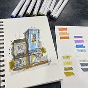My project for course: Expressive Architectural Sketching with Colored Markers Ein Projekt aus dem Bereich Skizzenentwurf, Zeichnung, Architektonische Illustration, Sketchbook und Illustration mit Tinte von Marty Ford - 26.10.2022
