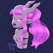 Demon. Traditional illustration, Character Design, and Fine Arts project by Amanda Toro - 10.27.2022