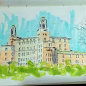 My project for course: Expressive Architectural Sketching with Colored Markers (before I purchased alcohol Markers, and supplies etc.  Just wanted to give it a shot with my cheap supplies on hand). Un proyecto de Bocetado, Dibujo, Ilustración arquitectónica, Sketchbook e Ilustración con tinta de harleypetty - 28.10.2022