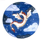 El dragón nocturno . Traditional illustration project by Patricia Santiago - 06.04.2022