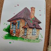 Mon projet du cours : Esquisses d'architecture expressives aux feutres de couleur. Een project van  Schetsen,  Tekening,  Architecturale illustratie, Sketchbook y  Illustratie met inkt van Chloé - 30.10.2022