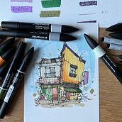 My project for course: Expressive Architectural Sketching with Colored Markers. Sketching, Drawing, Architectural Illustration, Sketchbook & Ink Illustration project by Tetiana Bondarieva - 10.31.2022