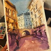 My project for course: Architectural Illustration with Watercolor. Traditional illustration, Sketching, Drawing, Watercolor Painting, Architectural Illustration, and Sketchbook project by atilla aydemir - 10.30.2022