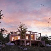 Refugio de Madera en Villa Serrana, Uruguay. Projekt z dziedziny Wizualizacja architektoniczna użytkownika Juan Diego Gómez González - 11.10.2022