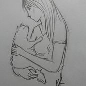 Girl with cat. Un progetto di Disegno a matita e Bozzetti di Alina - 03.04.2014