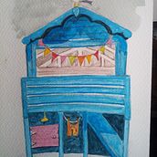 Beach huts and other novelties. Projekt z dziedziny Tradycyjna ilustracja, Sketching, Kreatywność,  Rysunek, Malowanie akwarelą, Sketchbook i Malowanie gwaszami użytkownika Auriel Roe - 02.11.2022
