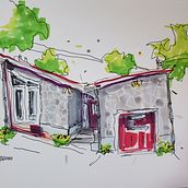 Second sketch for Albert Kiefer's Expressive Architectural Sketching course. Fine Arts project by Marcus Wells - 11.01.2022