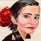 Mon projet du cours : Portrait artistique à l'huile sur papier. Un progetto di Belle arti, Pittura e Pittura ad olio di Virginie - 04.11.2022