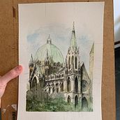 Mon projet du cours : Dessin architectural à l’aquarelle et à l’encre - Catedral da Sé/Brazil. Sketching, Drawing, Watercolor Painting, Architectural Illustration, Sketchbook & Ink Illustration project by chavesmbueno - 11.02.2022