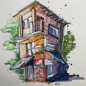 My project for course: Expressive Architectural Sketching with Colored Markers. Sketching, Drawing, Architectural Illustration, Sketchbook & Ink Illustration project by bernette_m - 11.06.2022
