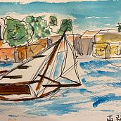 Boats in Line & wash . Traditional illustration project by Johan Gustaphzon - 11.06.2022