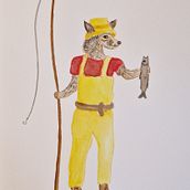 Mijn project van de cursus: Antropomorfe karakters creëren. Un proyecto de Ilustración tradicional, Diseño de personajes, Dibujo, Ilustración digital y Pintura a la acuarela de peggyvanzetten - 06.11.2022