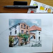 Mein Abschlussprojekt für den Kurs: Architektonische Zeichnung mit Aquarell und Tinte. Sketching, Drawing, Watercolor Painting, Architectural Illustration, Sketchbook & Ink Illustration project by info_207628 - 11.13.2022