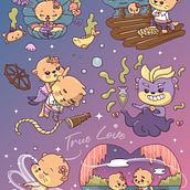 Mon projet du cours : Illustration d'une histoire dans le style kawaii. Un projet de Illustration traditionnelle, Conception de personnages, Illustration numérique , et Manga de Lumy Art - 14.11.2022