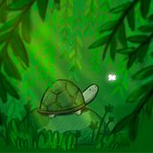 Turtle under a Willow Tree - My project for course: Atmospheric Scenes in Procreate: Paint with Color and Light. Traditional illustration, and Digital Illustration project by tirzaa2 - 11.16.2022
