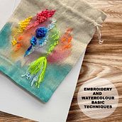 My project for course: Embroidery and Watercolor Basic Techniques. Painting, Watercolor Painting, Embroider, and Textile Design project by C.Ling Seo - 11.11.2022