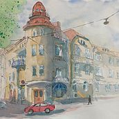 My project for course: Architectural Sketching with Watercolor and Ink. Sketching, Drawing, Watercolor Painting, Architectural Illustration, Sketchbook & Ink Illustration project by jj_kilpe - 11.18.2022
