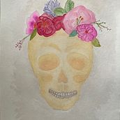 Katrina de dia de Muertos. Un proyecto de Bellas Artes, Ilustración tradicional, Pintura, Dibujo y Dibujo artístico de Cristina Gomez - 30.10.2022