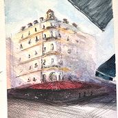 My project for course: Architectural Sketching with Watercolor and Ink. Sketching, Drawing, Watercolor Painting, Architectural Illustration, Sketchbook & Ink Illustration project by ghenne04 - 11.17.2022
