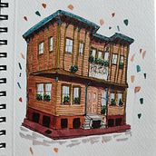 Mon projet du cours : Esquisses d'architecture expressives aux feutres de couleur. Un proyecto de Bocetado, Dibujo, Ilustración arquitectónica, Sketchbook e Ilustración con tinta de Alexandra Saget - 29.12.2022