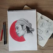 Mon projet du cours : Carnet de portraits : explorez le visage humain. Sketching, Drawing, Portrait Drawing, Artistic Drawing, and Sketchbook project by Fabien Ar - 11.21.2022